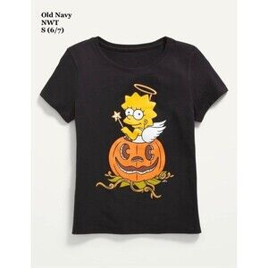 Size 6 Old Navy The Simpson's Lisa Angel Costume Halloween Pumpkin T-Shirt NEW